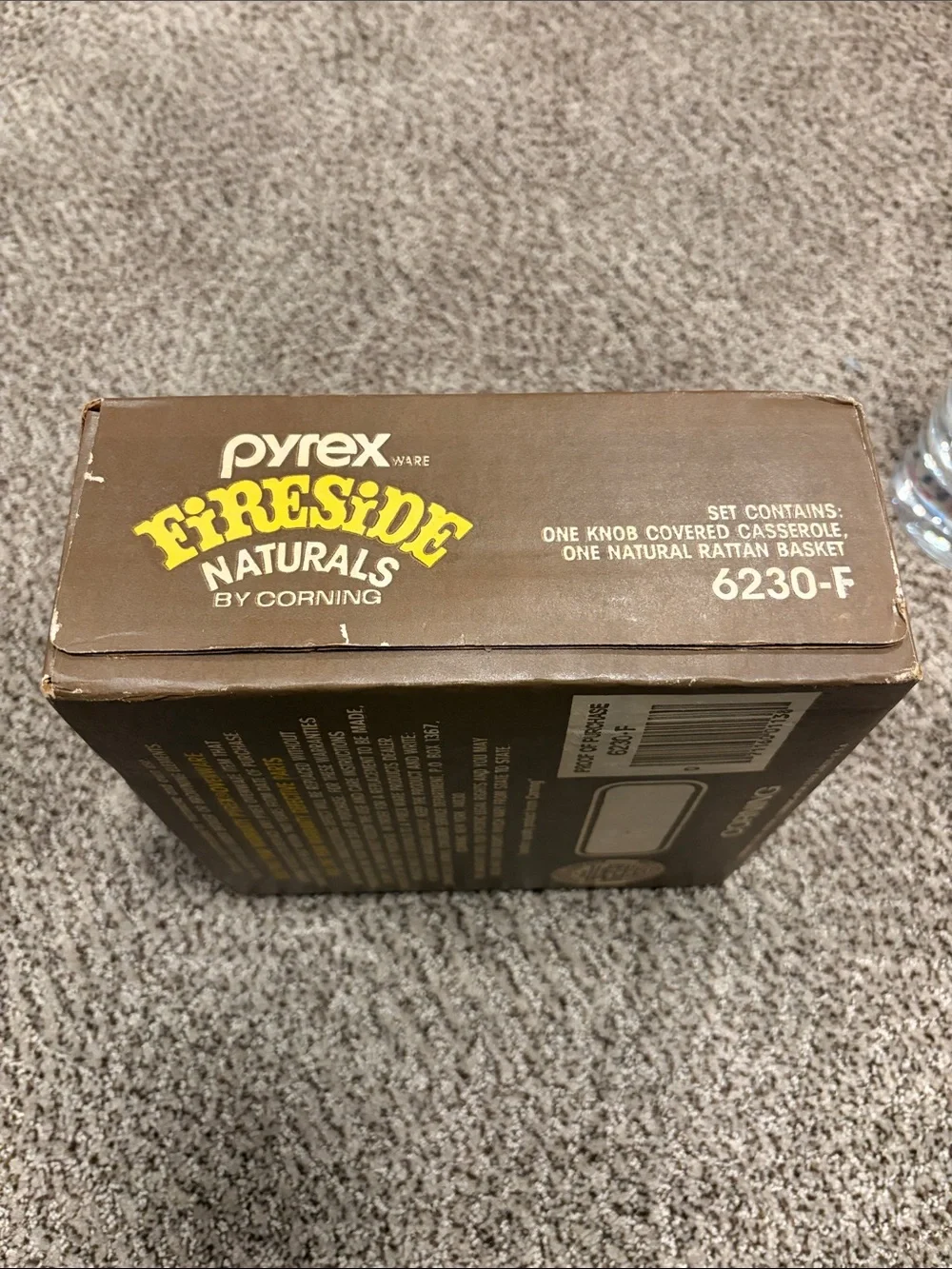 Pyrex Fireside Naturals Brown Rattan Basket with Amber Glass Casserole
